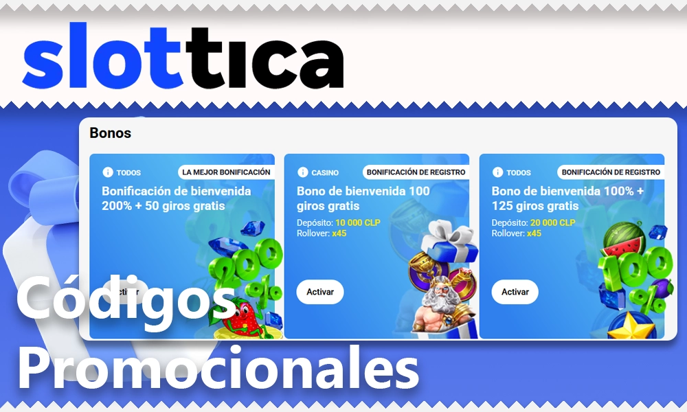 Códigos Promocionales Slottica hasta $250,000