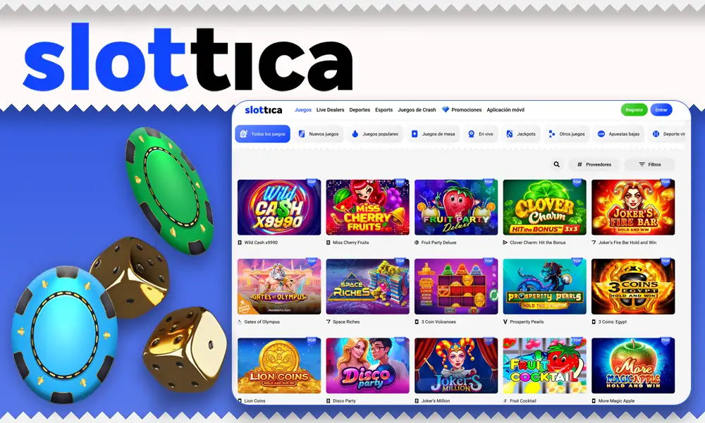 Variedad de juegos en el casino Slottica